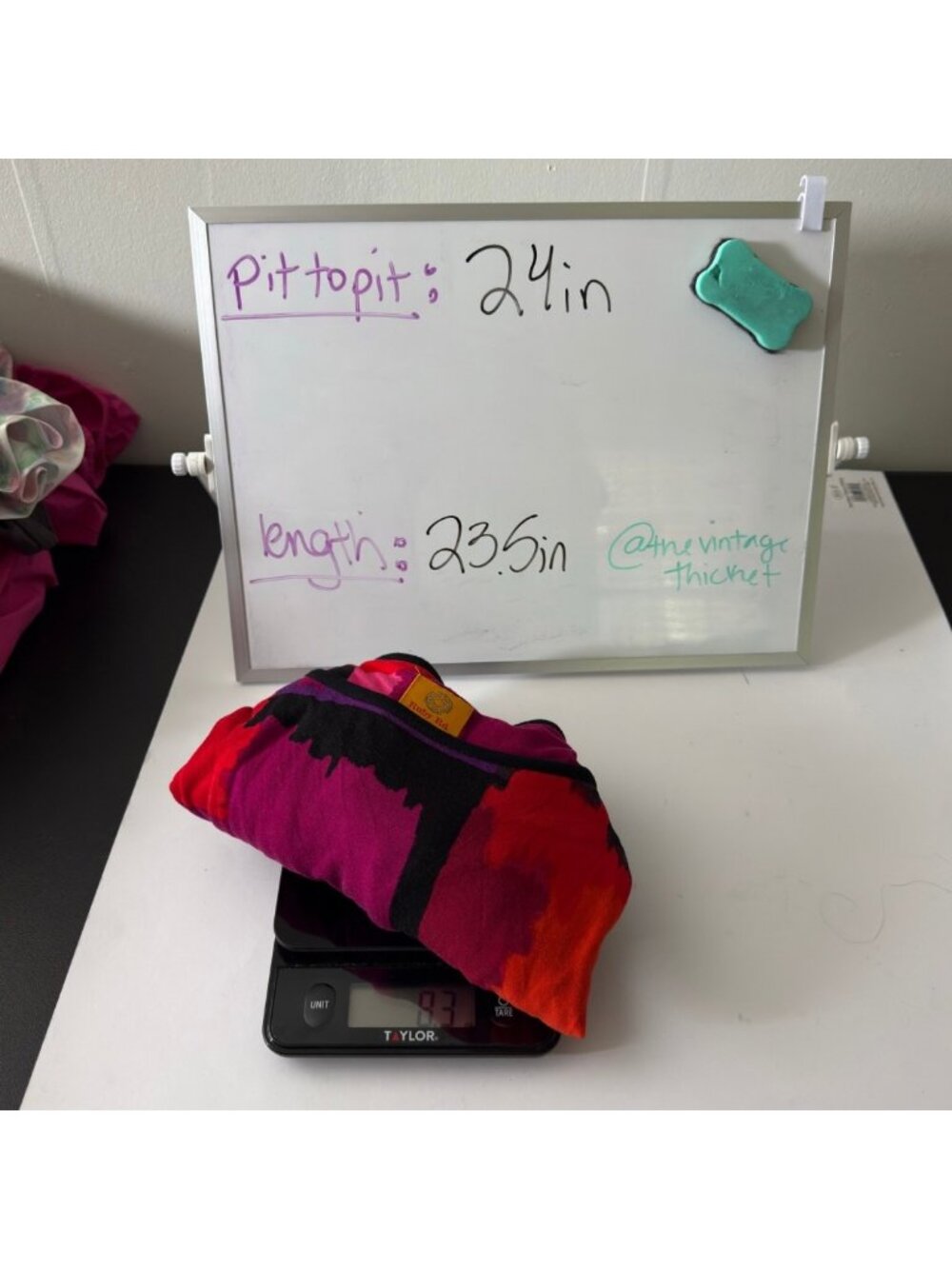 Ruby Rd Abstract Brushstroke Print Top Petite XL Hot Pink Red Black Art Teacher - Picture 10 of 10